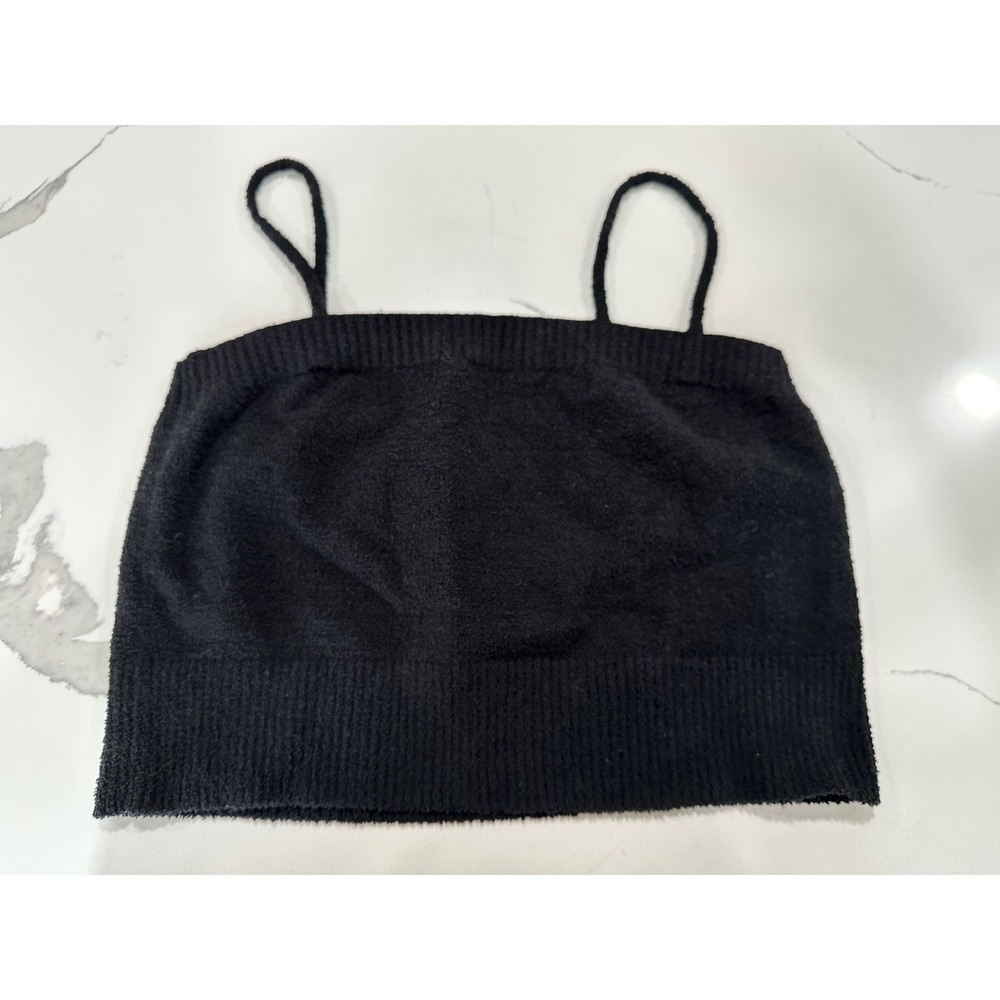 Central‎ Park West Black Fuzzy Knit Cropped Tank Top Size M